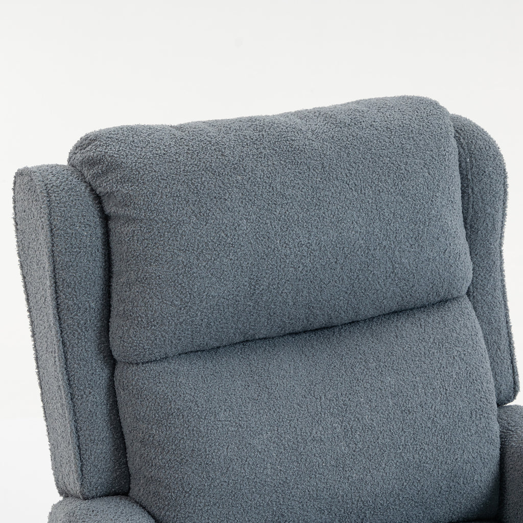 Fauteuil relax inclinable en polaire Teddy, fauteuil de relaxation avec repose-pieds extensible, assise rembourrée, gris-9