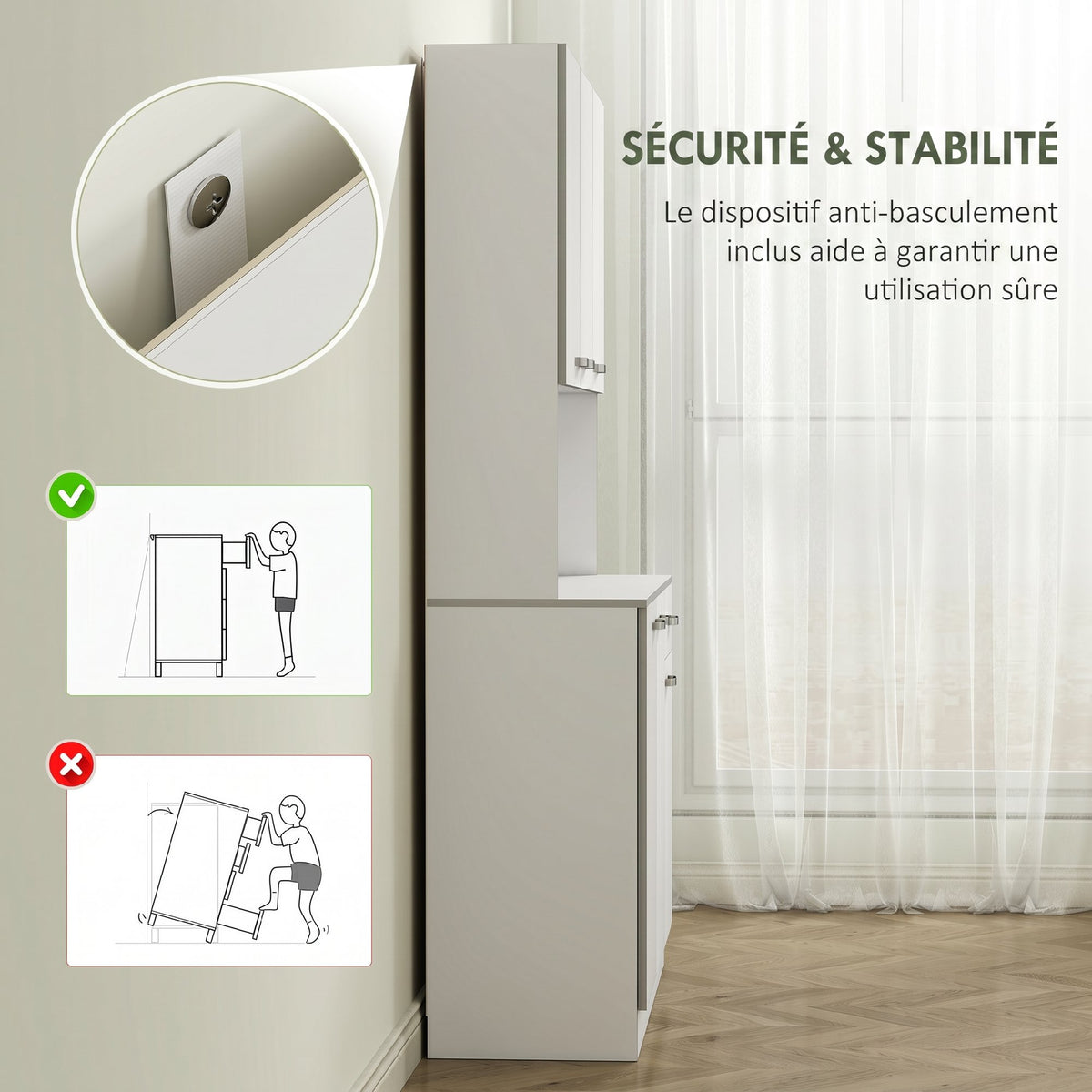 Buffet de cuisine armoire de cuisine contemporaine multi-rangements 6 portes 1 tiroir + grand plateau-6
