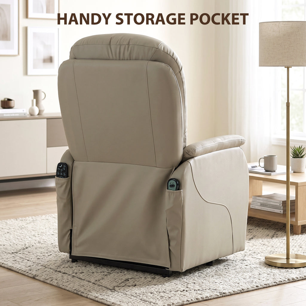 Fauteuil Releveur Électrique Massage Vibration et Chaleur, Fauteuil Relax Électrique en PU, Dossier Inclinable, Gris-7