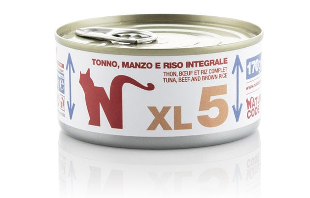 NATURAL CODE XL5 TONNO, MANZO & RISO INTEGRALE 170 GR.