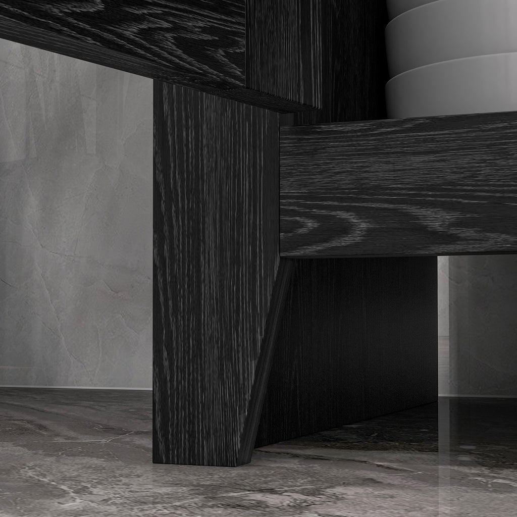 Armoire de Rangement sur Pieds buffet cuisine avec 2 étagères réglables 120H cm noir-8