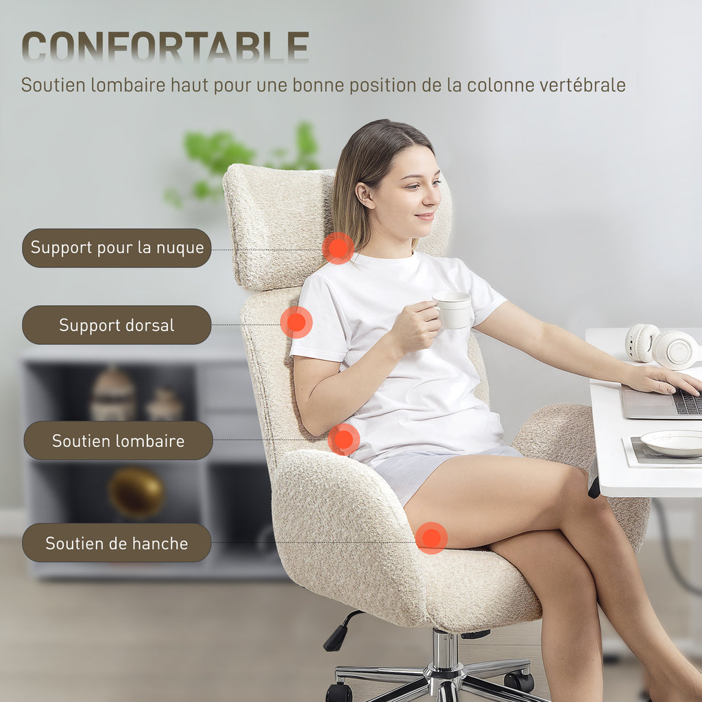 Chaise bureau ergonomique, fauteuil de bureau pivotant, hauteur réglable, appui-tête réglable, fonction bascule, gris-3
