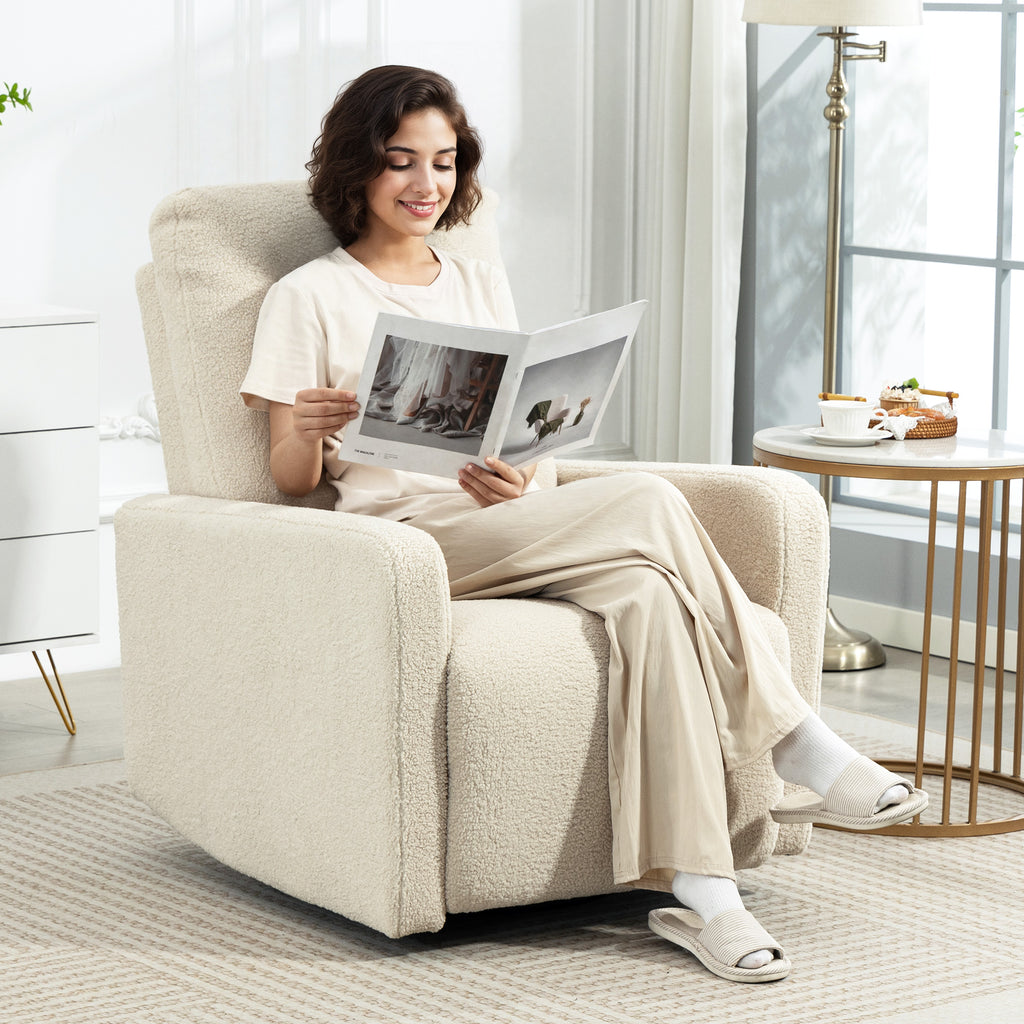 Fauteuil inclinable, fauteuil de relaxation avec repose-pieds, pivotant à 360° et basculant, 76 x 94 x 100 cm, beige-1
