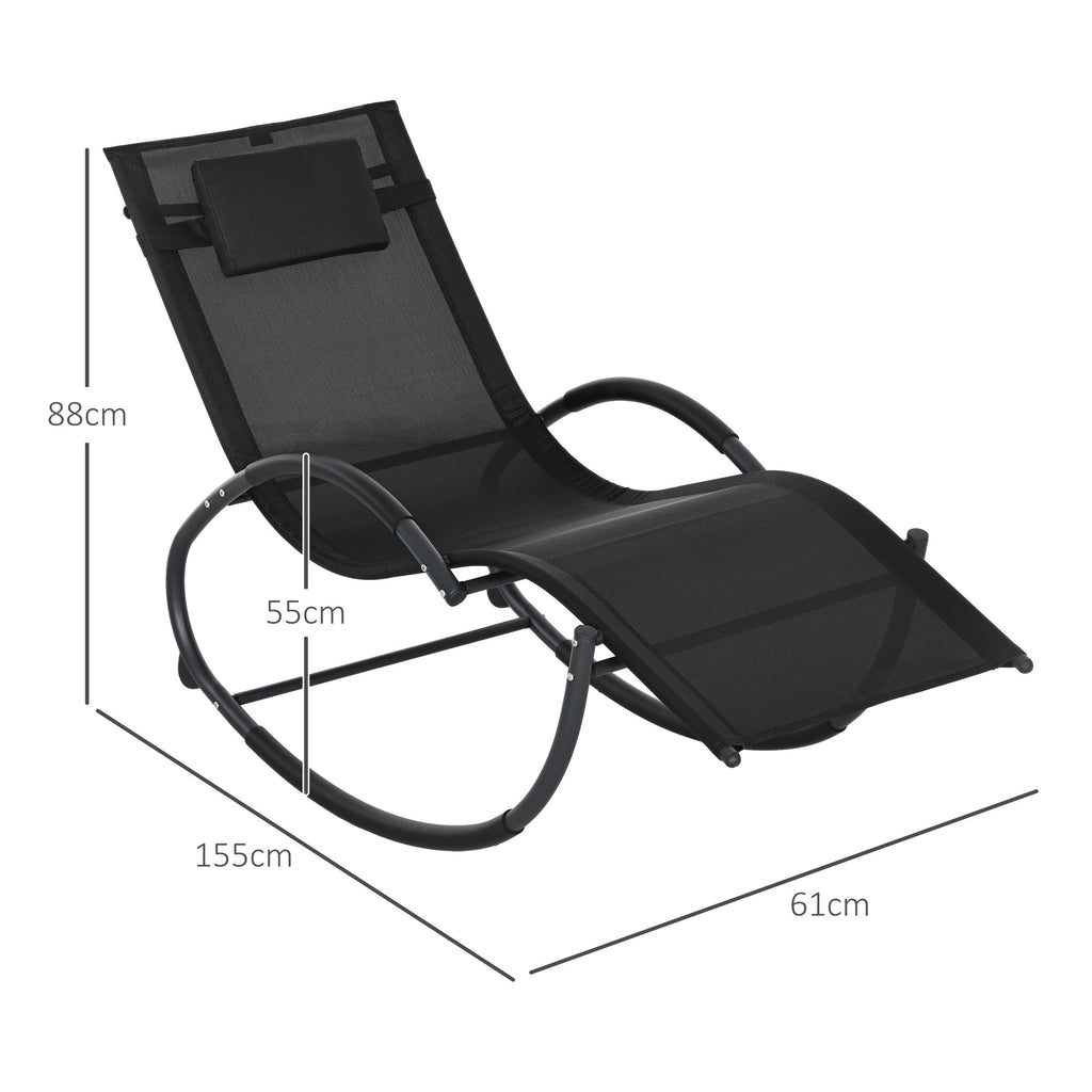 Chaise longue à bascule avec tétière utilisation extérieure intérieure noir-2