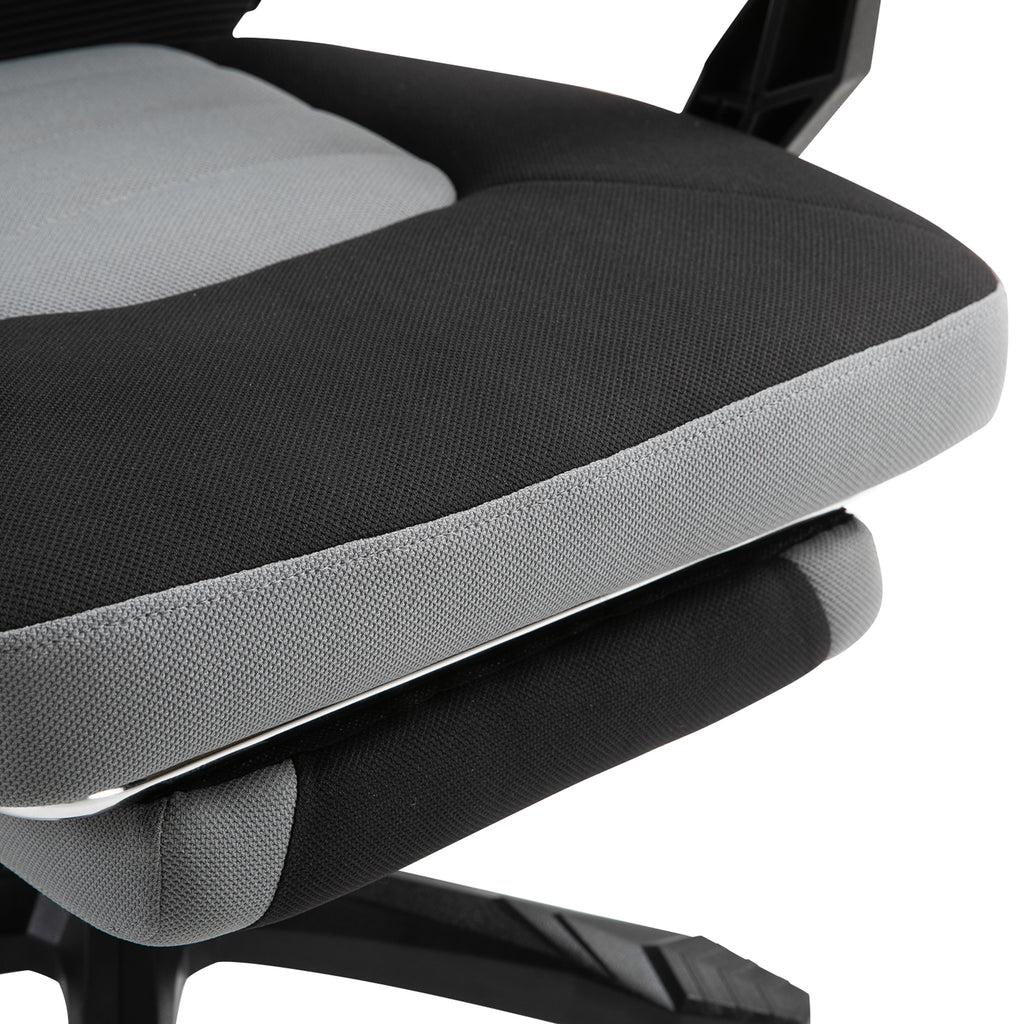 Chaise de bureau fauteuil gaming hauteur réglable dossier roulettes pivotantes repose-pied tissu en maille 58L x 63l x 112-122H cm gris noir-8
