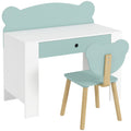 Bureau enfant avec chaise, table enfant et chaise avec tiroir et large plateau, 80 x 41 x 74,5 cm, vert-0