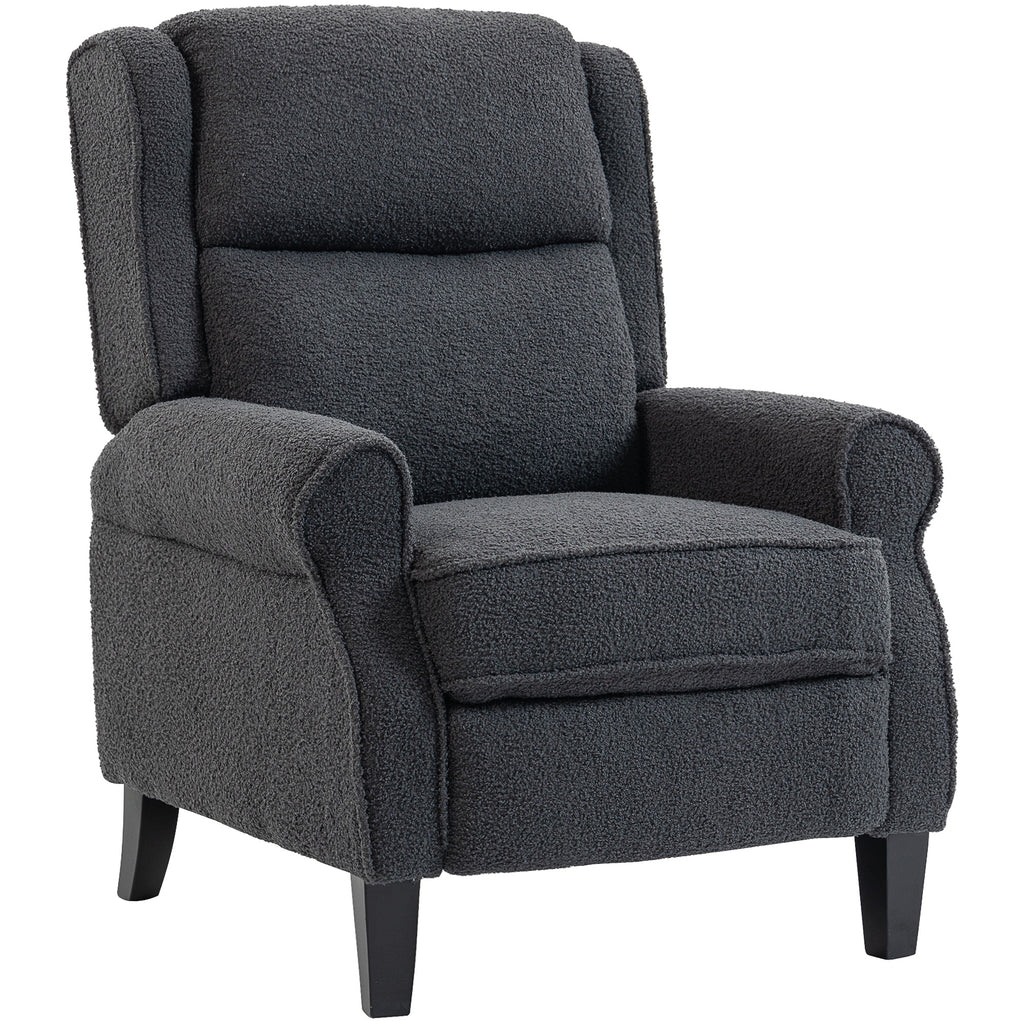 Fauteuil relax inclinable en polaire Teddy, fauteuil de relaxation avec repose-pieds extensible, assise rembourrée, gris-0