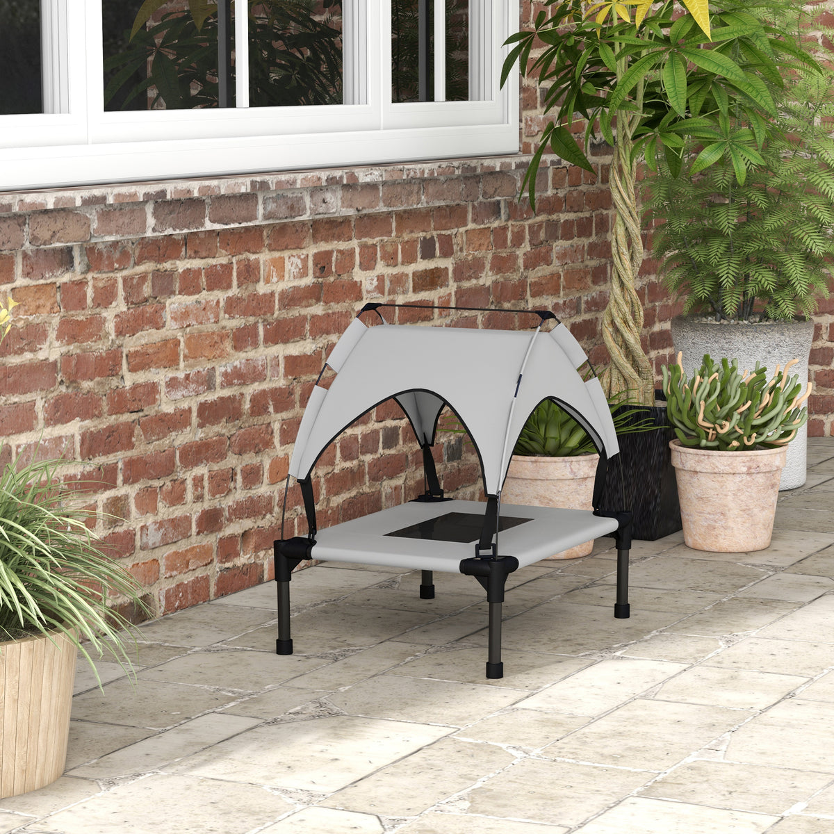 Lit pour chien chat sur pieds lit chien surélevé velum anti-UV oxford sac de transport inclus 61 x 46 x 63 cm gris-8