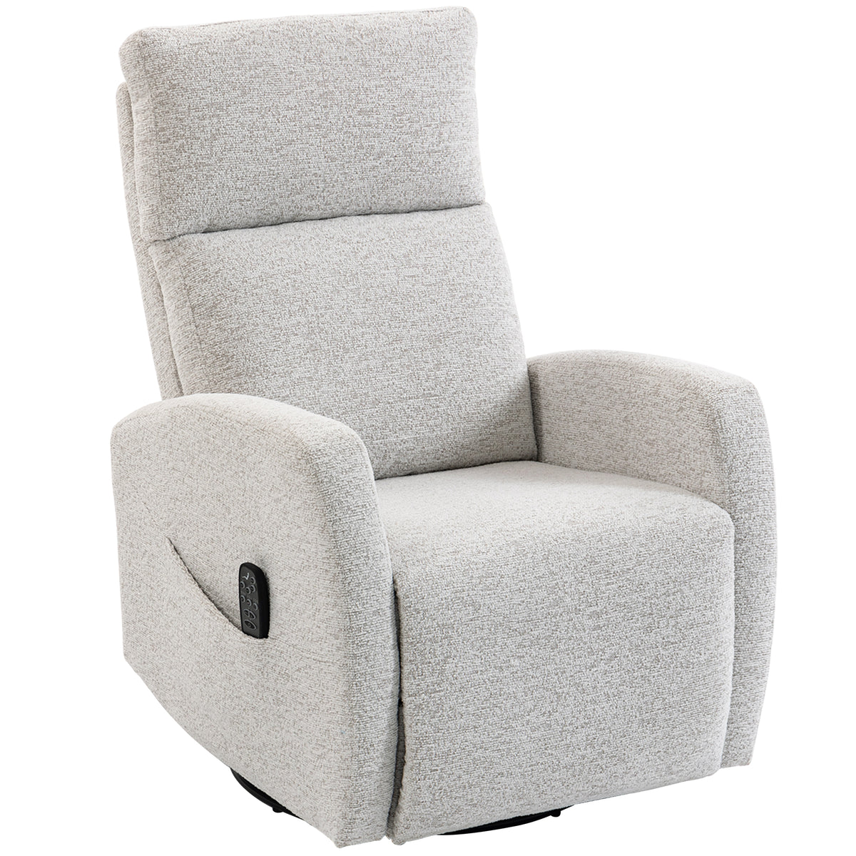 Fauteuil inclinable de massage et chauffage, fauteuil de relaxation en chenille, dossier réglable, pivotant 360°, crème-0