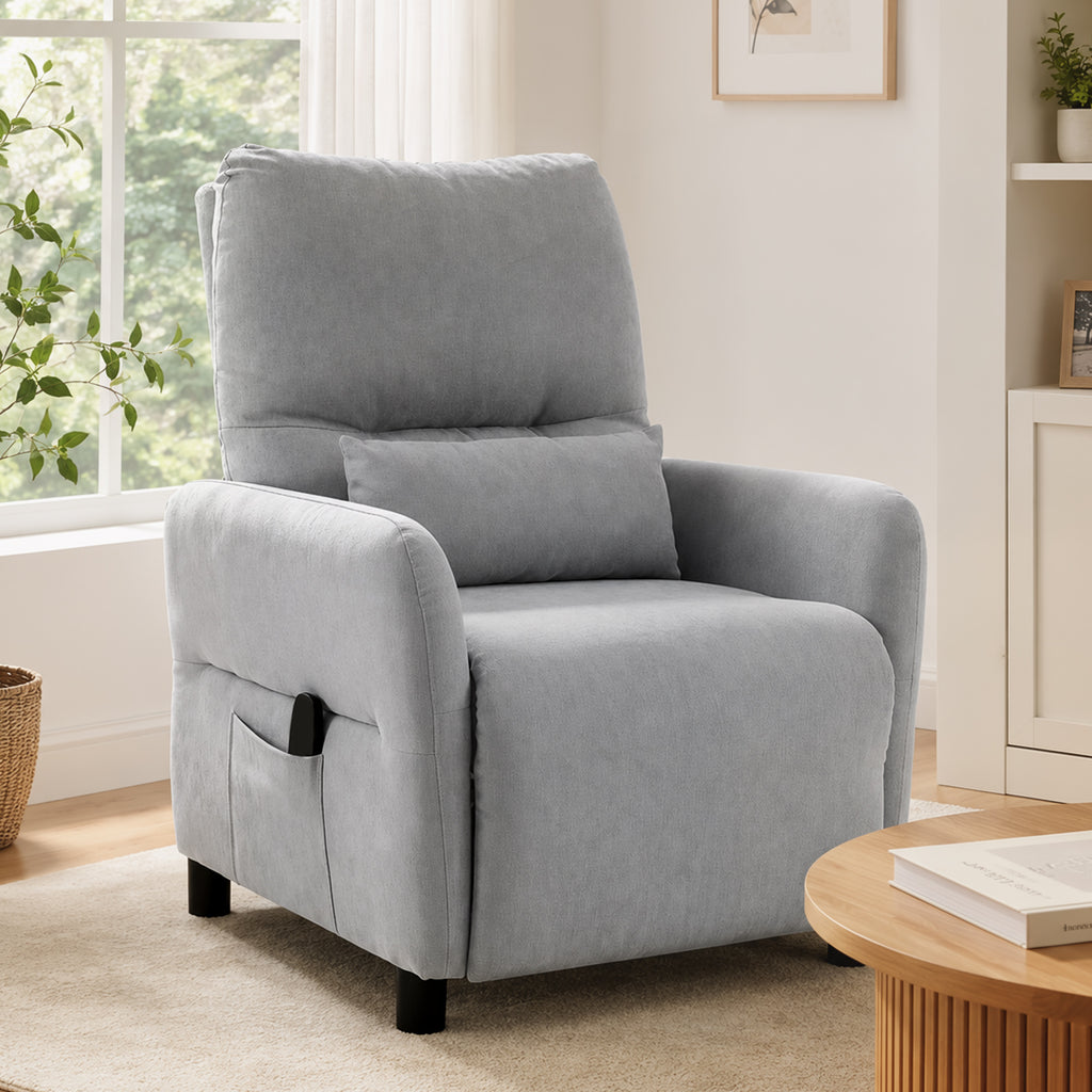 Fauteuil Inclinable de Massage par Vibration et Chauffage, Fauteuil de Relaxation en Tissu Éponge Bouclé, Gris-9