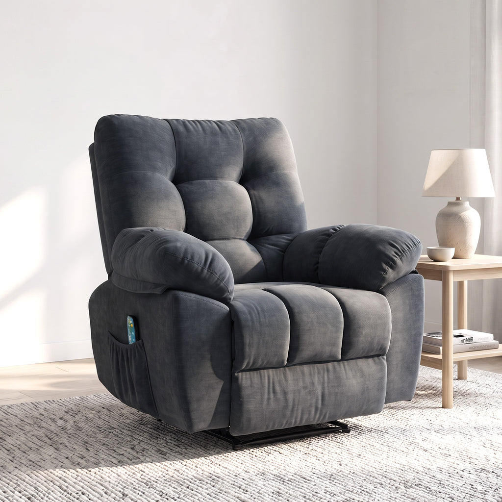 Fauteuil de massage fauteuil relax avec vibration chauffage, inclination manuelle, télécommande inclus, gris-1