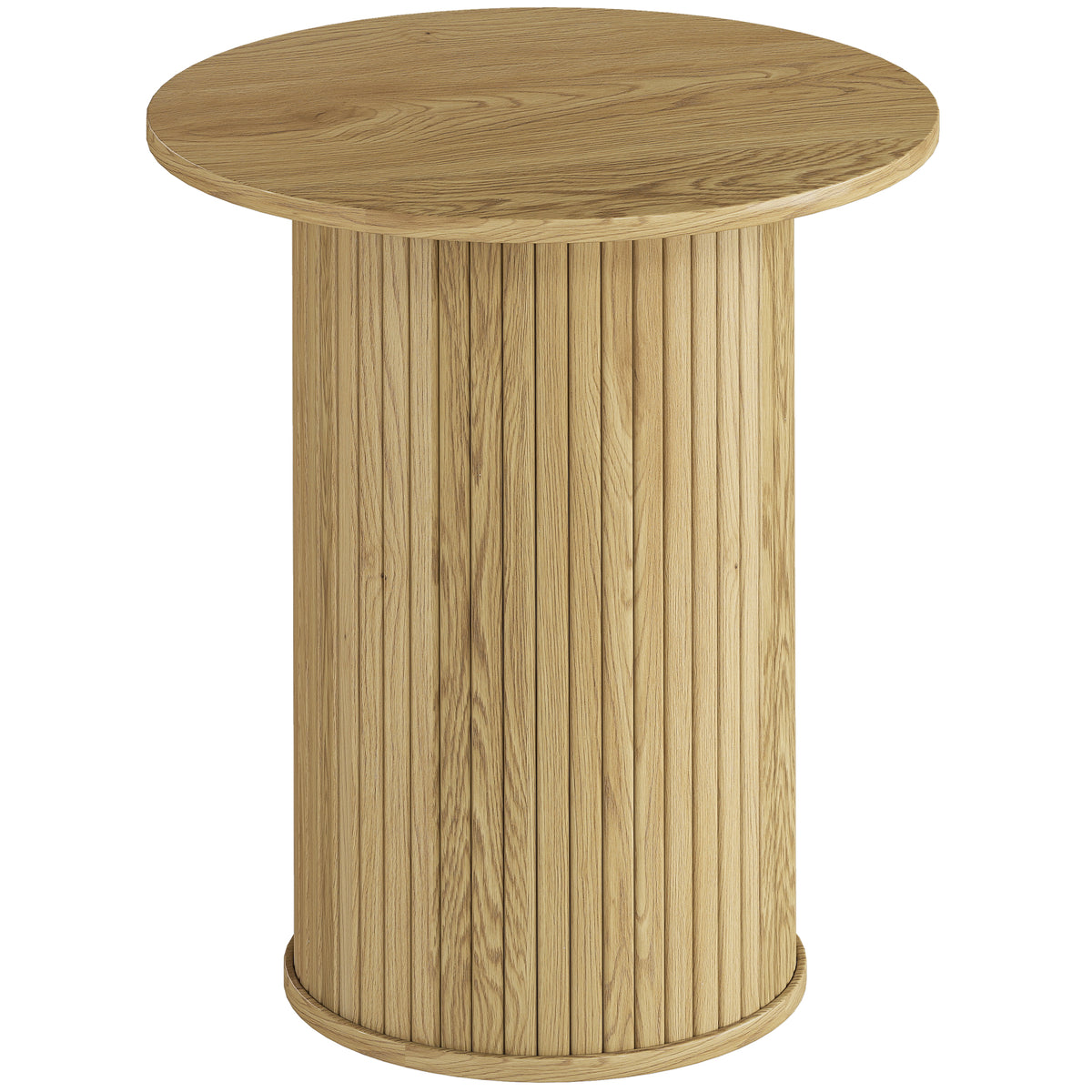Table d'appoint ronde Ø 48 cm, table basse avec pieds cannelés pour salon, chambre ou petit espace, chêne-0