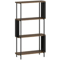 Étagère de rangement, bibliothèque à 4 niveaux avec panneaux latéraux incurvés, cadre en acier, 80x30x141cm, marron-0