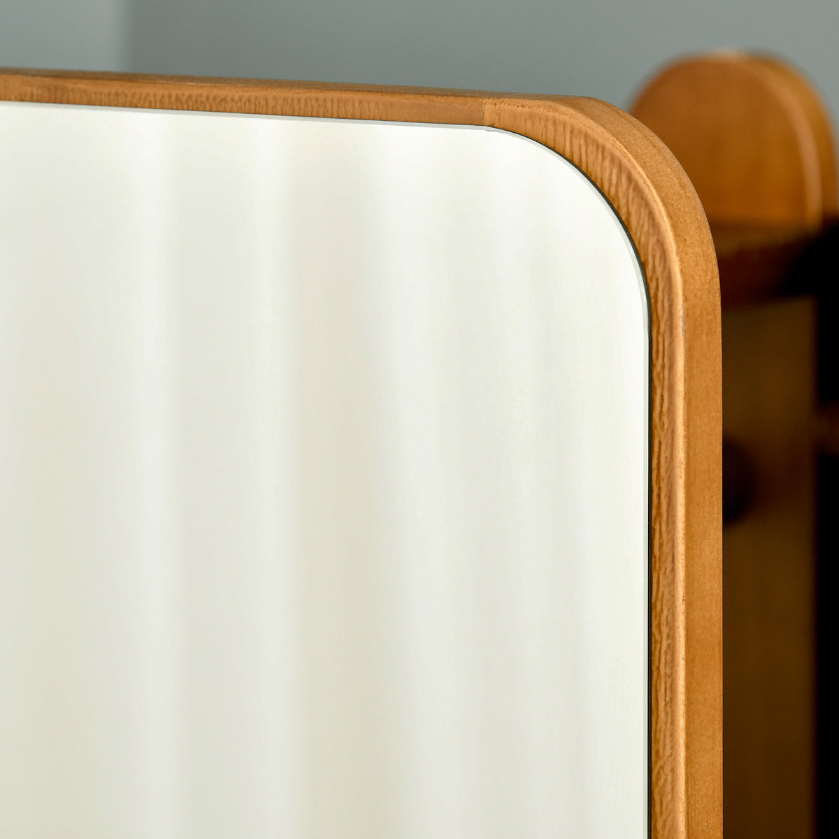 Miroir sur Pied avec roulettes - Portant, 4 patères étagère MDF Aspect Noyer-8