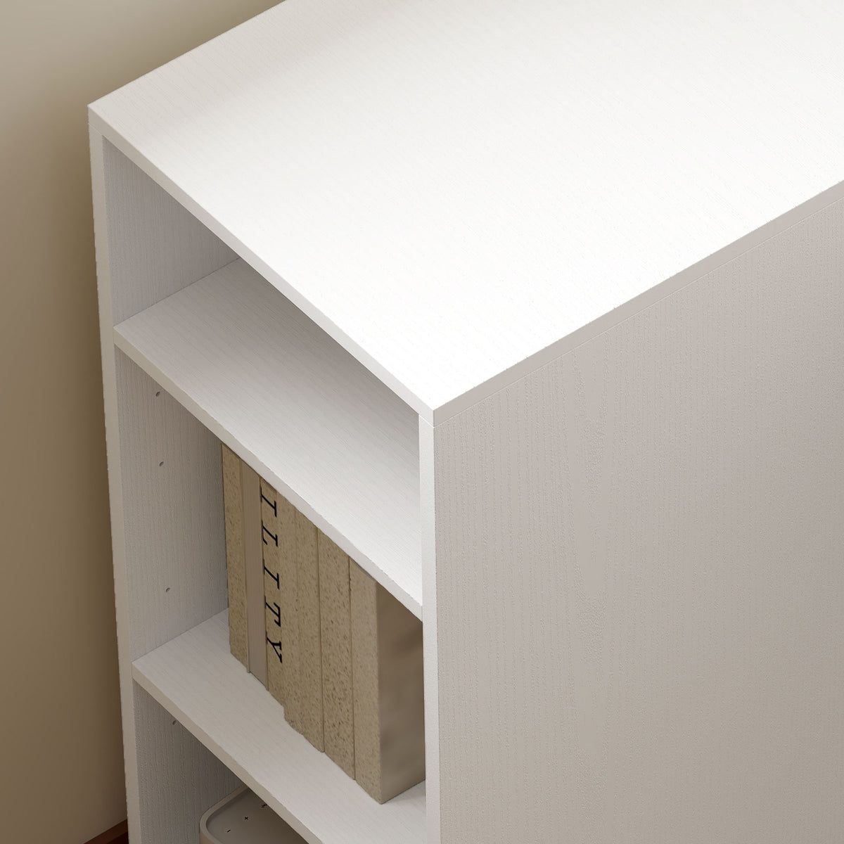 Bureau d'Angle, Bureau Informatique en L, 3 Tiroirs, 5 Compartiments Ouverts, Étagères Réglables, 140x100x75cm, Blanc-9