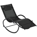 Chaise longue à bascule avec tétière utilisation extérieure intérieure noir-0