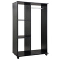Armoire penderie Armoire de Rangement Mobile Panneaux de Particules Noir-0