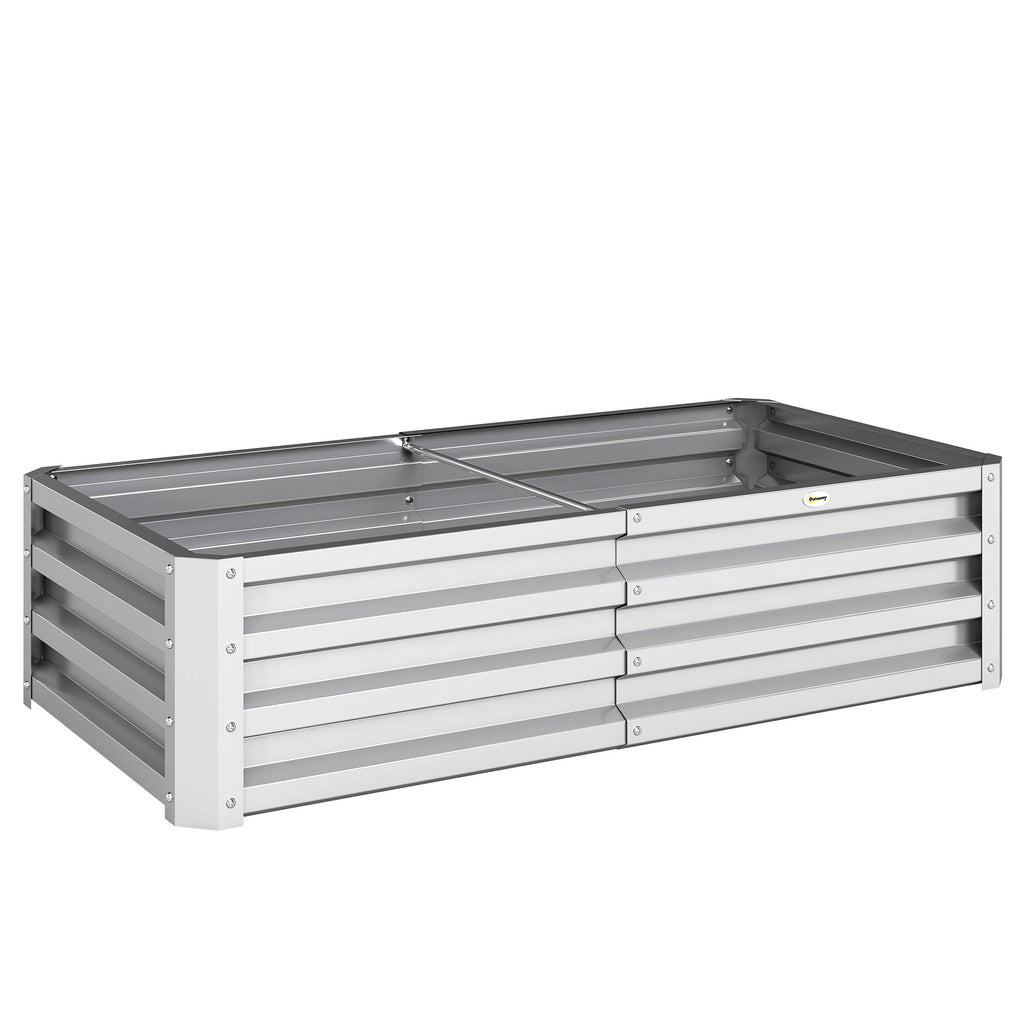 Carré potager de jardin rectangulaire tôle d'acier ondulée 120 x 60 x 30,5 cm argent-0