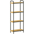 Étagère salle de bain étagère de rangement 4 niveaux étroite autoportante bambou 1,5 x 21,5 x 106 cm effet bois naturel-0
