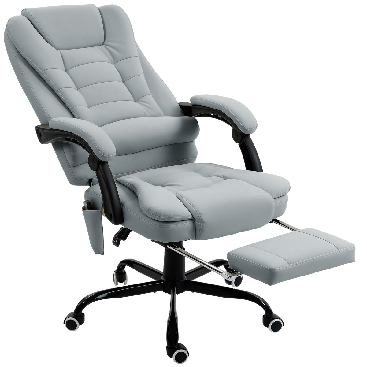 Fauteuil de bureau massant, chaise de bureau avec hauteur réglable, dossier inclinable et télécommande filaire, gris-0