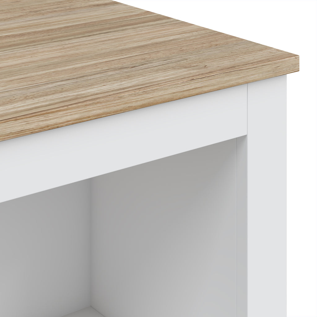 Table Basse Rectangulaire, Table de Salon Moderne avec 4 Compartiments Ouverts, 110 x 55 x 45,5 cm, Chêne et Blanc-9