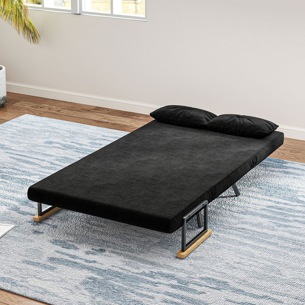 Canapé convertible 2 places 4 en 1, canapé-lit avec dossier réglable sur 5 niveaux, 2 coussins, 102 x 73 x 81 cm, noir-6