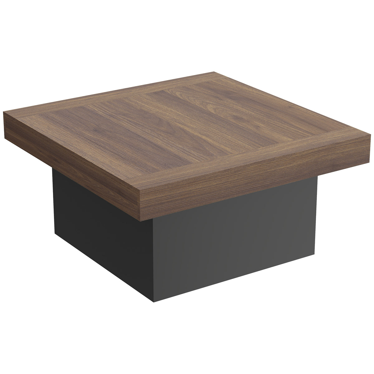 Table basse carrée avec éclairage LED 16 couleurs, table de salon moderne, 90 x 90 x 45 cm, noyer-0