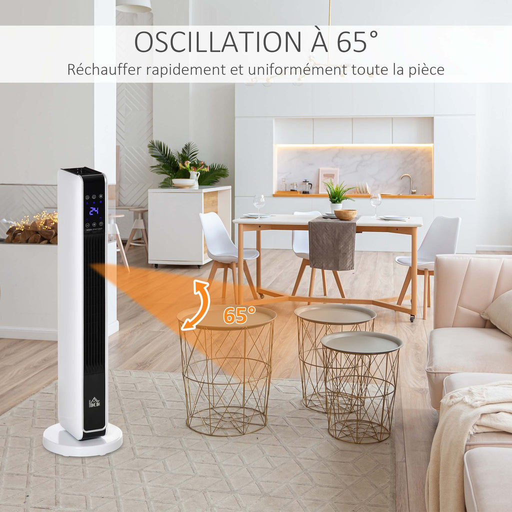 Chauffage électrique soufflant oscillant 1100/2200 W, céramique PTC, télécommande incluse, minuterie 8h, 21 x 21 x 73 cm-3