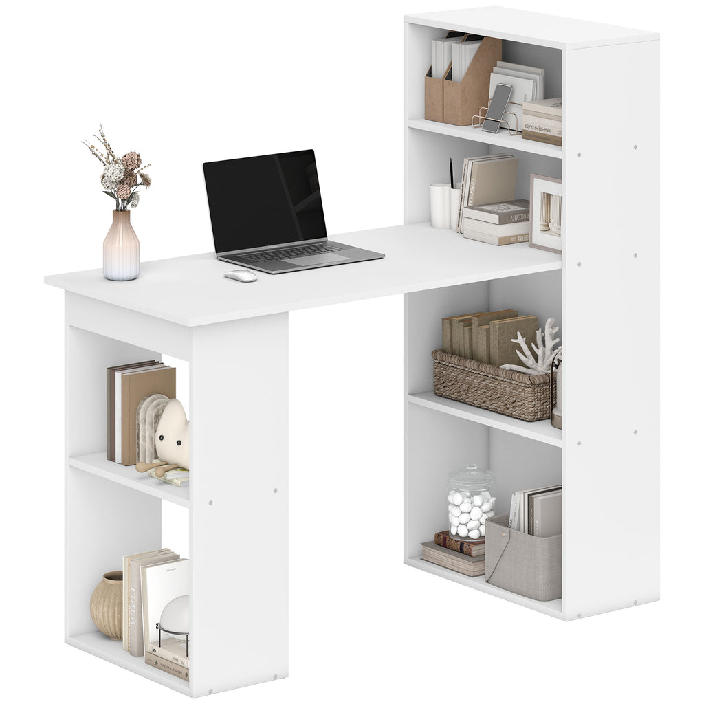 Bureau informatique, bureau avec rangement, 6 compartments ouverts, table d'ordinateur pour chambre, studio, 120-9