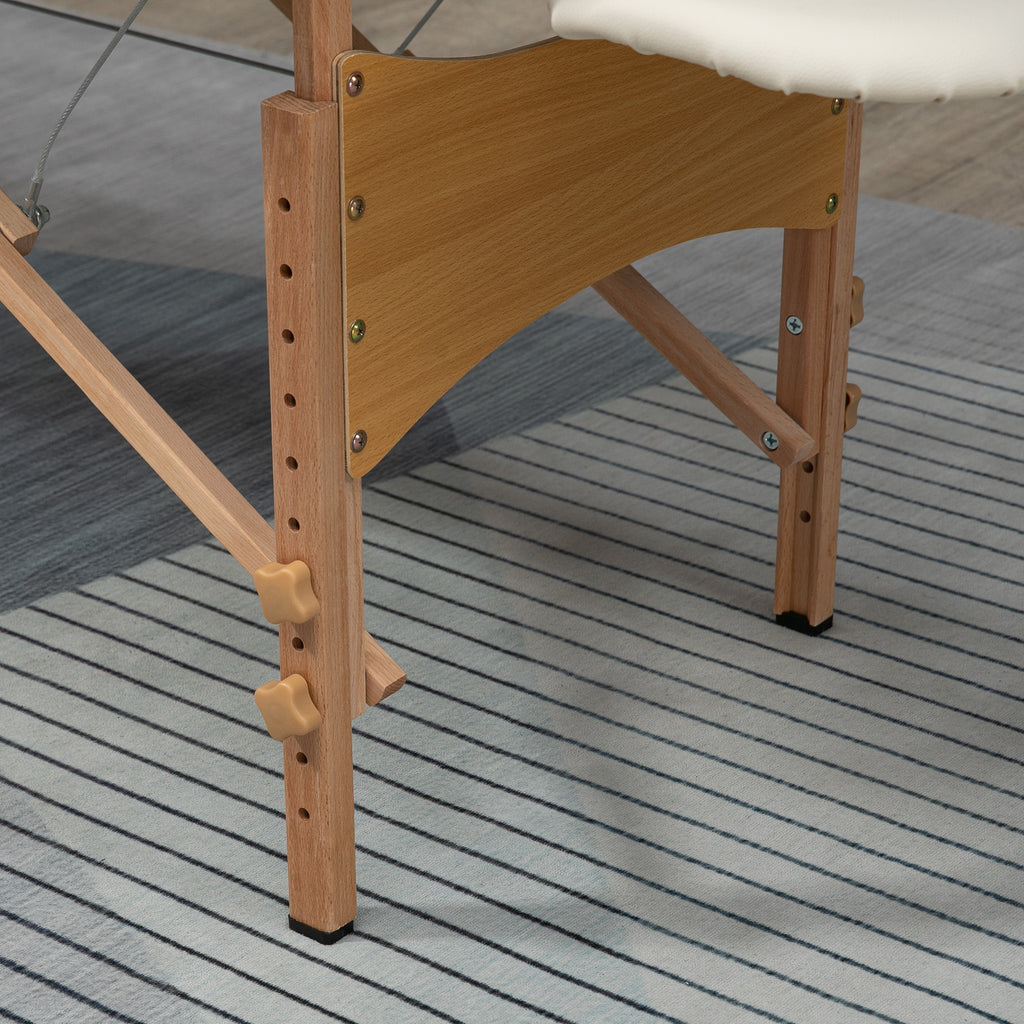Lit/Table de Massage cosmetique Pliable en Bois 2 Zones crème-7
