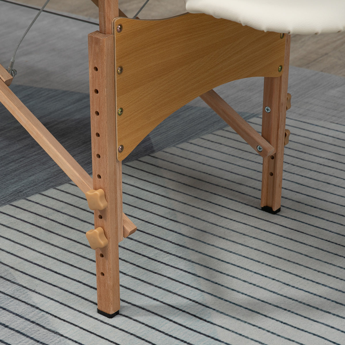 Lit/Table de Massage cosmetique Pliable en Bois 2 Zones crème-7