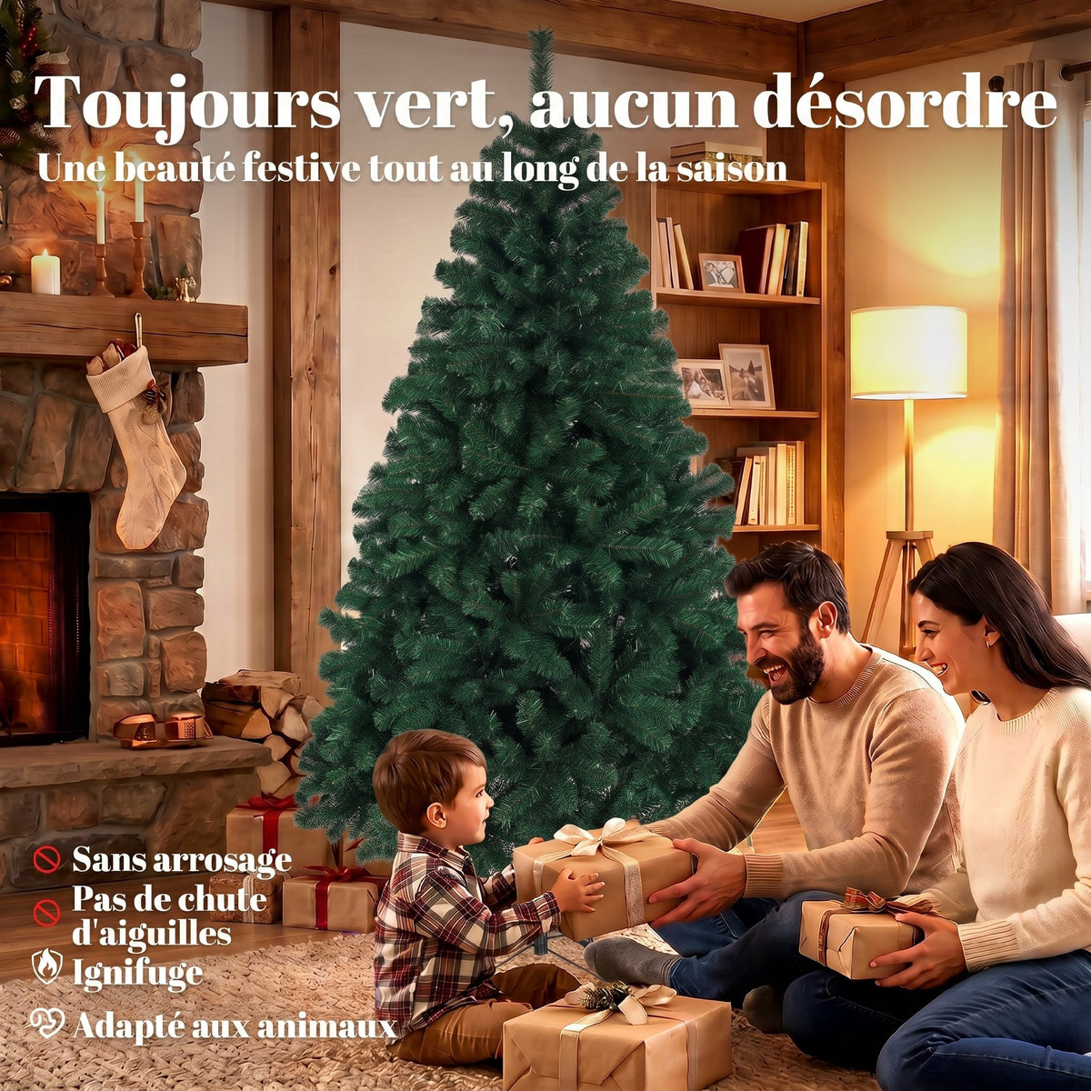 Albero di Natale artificiale 180 cm con 700 punte e base pieghevole