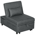Fauteuil convertible 1 place fauteuil lit avec dossier réglable, siège rembourré et oreiller, gris-0