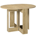 Table pliable de cuisine salle à manger 2 abattants - table ovale extensible - en bois chêne-0
