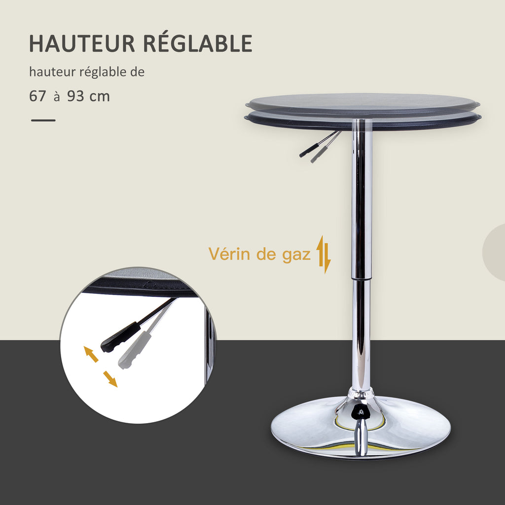 Table de Bar Table Bistro Mange-debout Chic Style Contemporain Hauteur réglable 67-93 cm Ø 63 cm Plateau-3