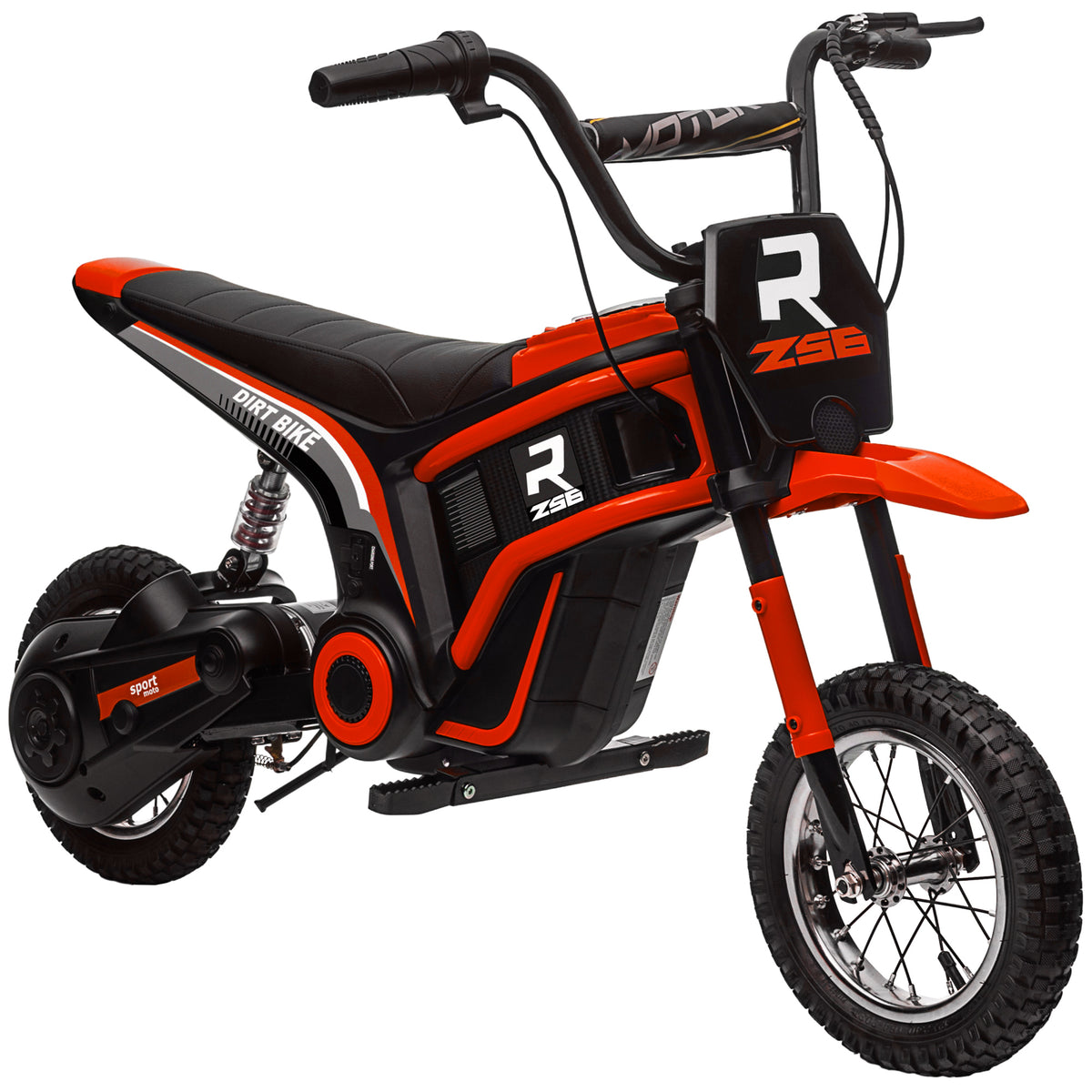Moto cross électrique enfant moto électrique enfants moteur 350 W batterie 12V 8-16 km/h pneus gonflables 12'' rouge-0