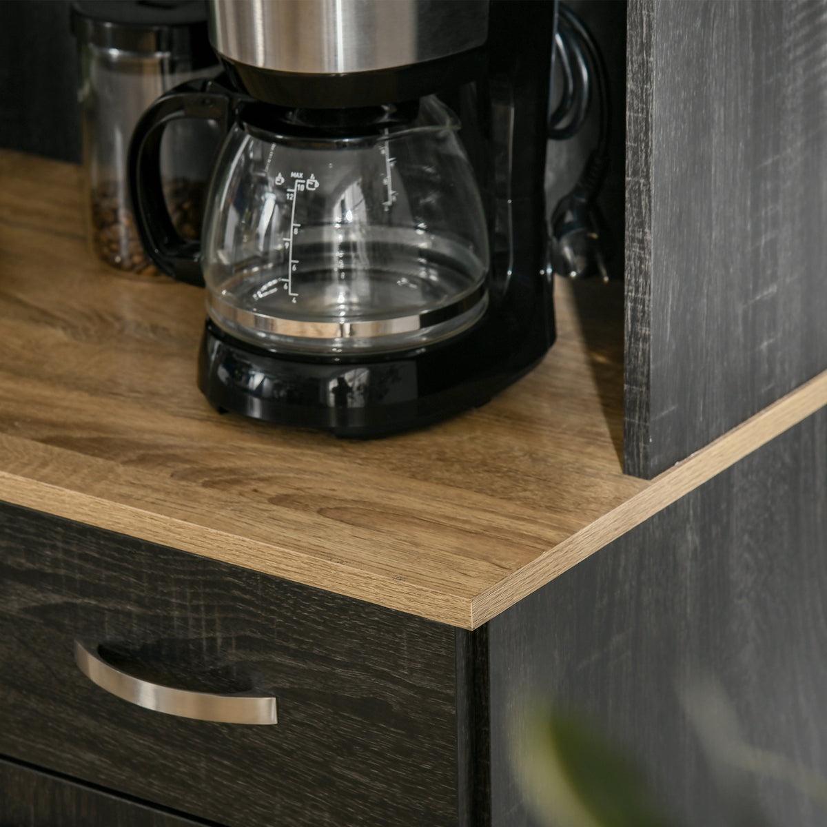 Buffet de cuisine armoire de cuisine contemporaine multi-rangements 6 portes 1 tiroir + grand plateau-7