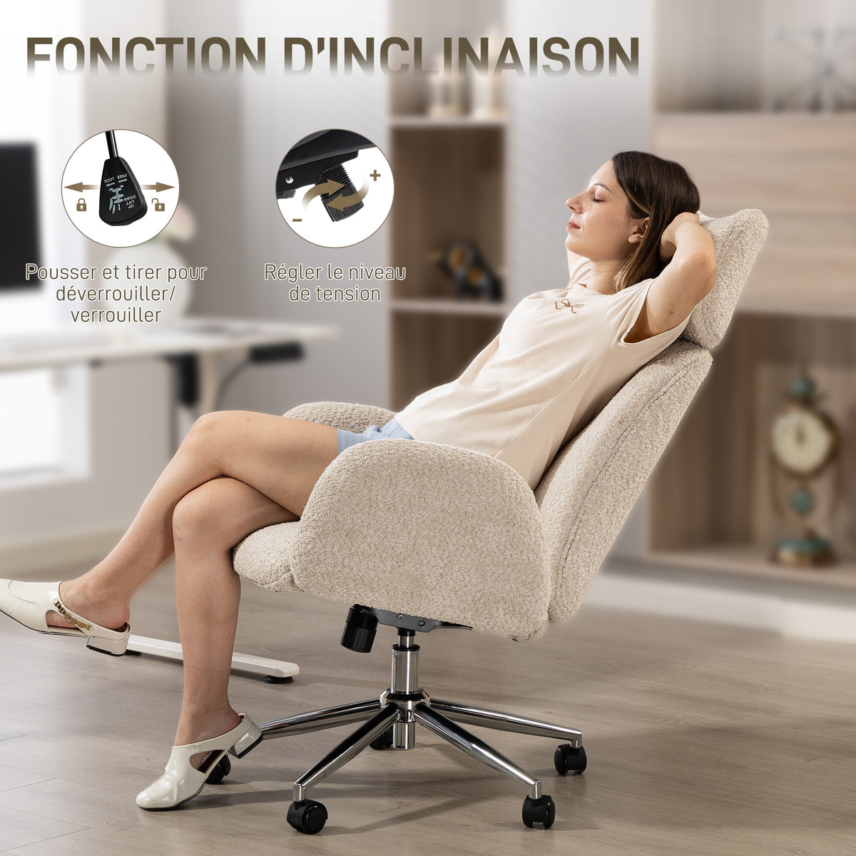 Chaise bureau ergonomique, fauteuil de bureau pivotant, hauteur réglable, appui-tête réglable, fonction bascule, gris-5