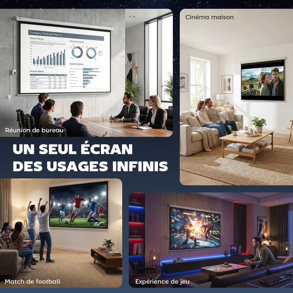 Écran vidéoprojecteur 84 Pouces, 4:3 4K HD écran de projection motorisé et électrique, écran de projection tv et home cinéma, montage mural ou plafond, panneau de commande et télécommande-8