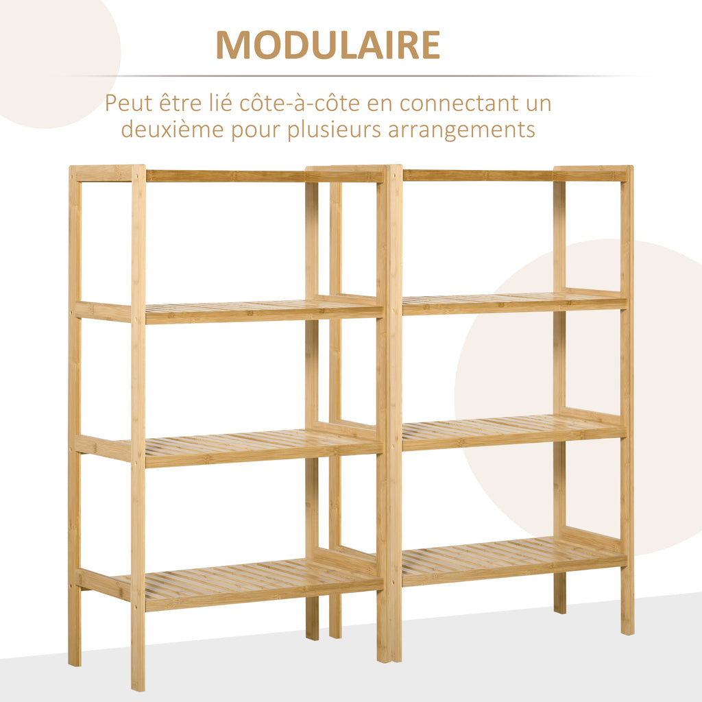Étagère de rangement, étagère en bambou à 4 niveaux, bibliothèque pour salon, chambre et bureau,62 x 33 x 112 cm, bois naturel-4