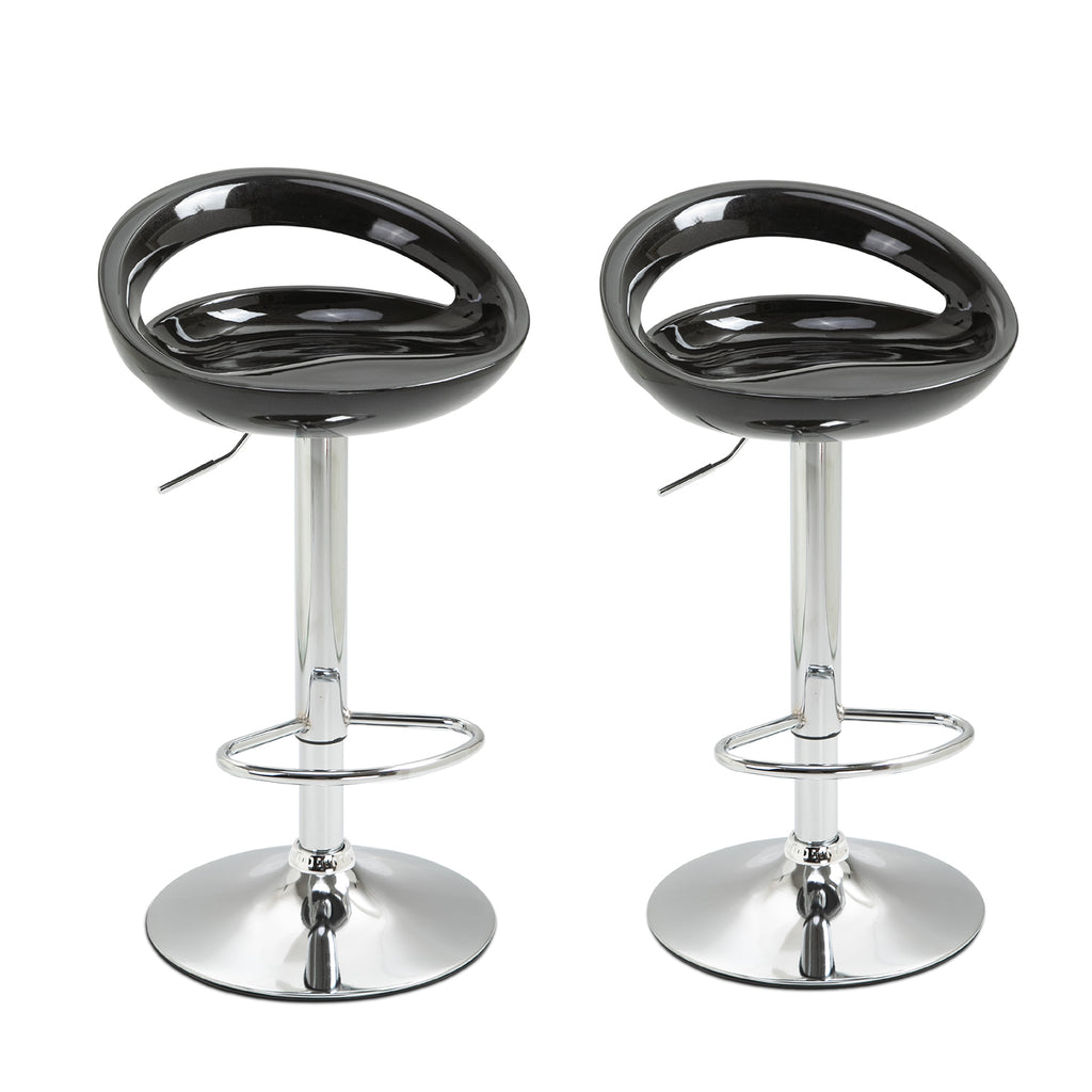 Lot de 2 tabourets de bar chaises de bar hauteur réglable dossier et repose-pieds pivotant à 360° 46x41x76-96cm noir-9