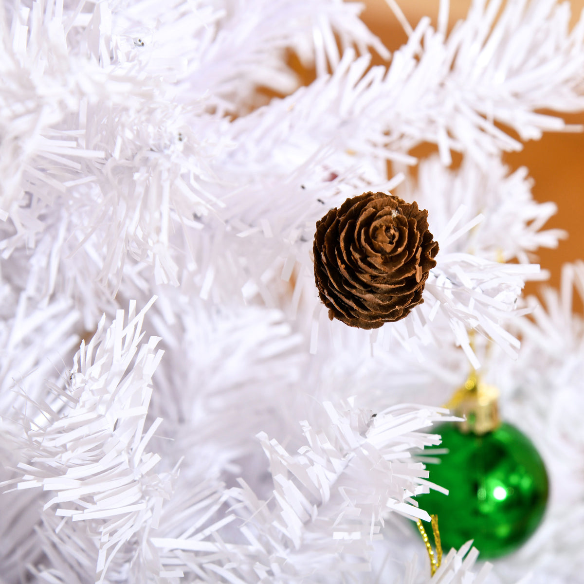 Albero di Natale bianco 150 cm con 680 rami e 48 addobbi inclusi