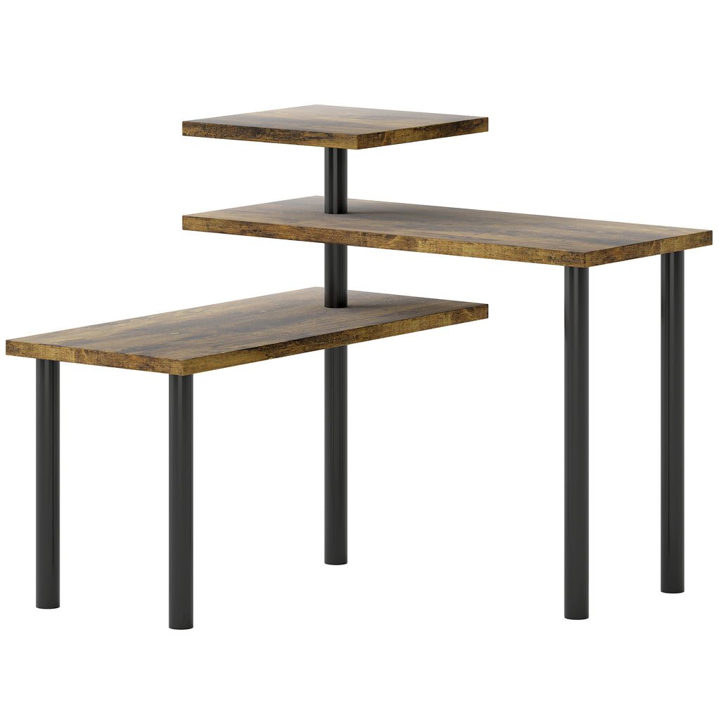 Étagère de cuisine rotative à 3 niveaux, étagère d'angle, cadre en métal, 40 x 18 x 36,5 cm, brun rustique-0
