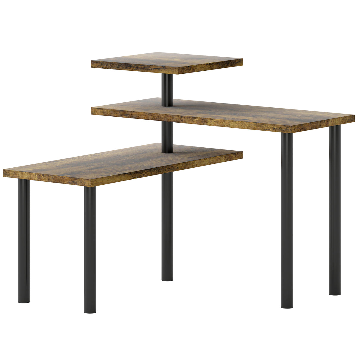 Étagère de cuisine rotative à 3 niveaux, étagère d'angle, cadre en métal, 40 x 18 x 36,5 cm, brun rustique-0