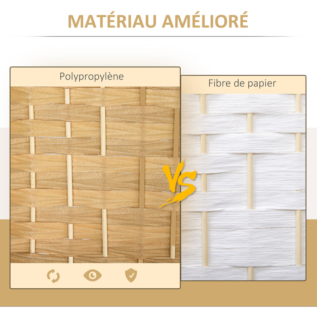 Paravent intérieur en bois 4 panneaux séparateur de pièce pliable pour salon chambre 180 x 180 cm bois naturel-4