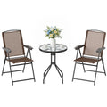 Ensemble de Jardin 3 pièces 2 chaises inclinables Multi-Positions Pliables + Table Ronde Verre trempé métal-0