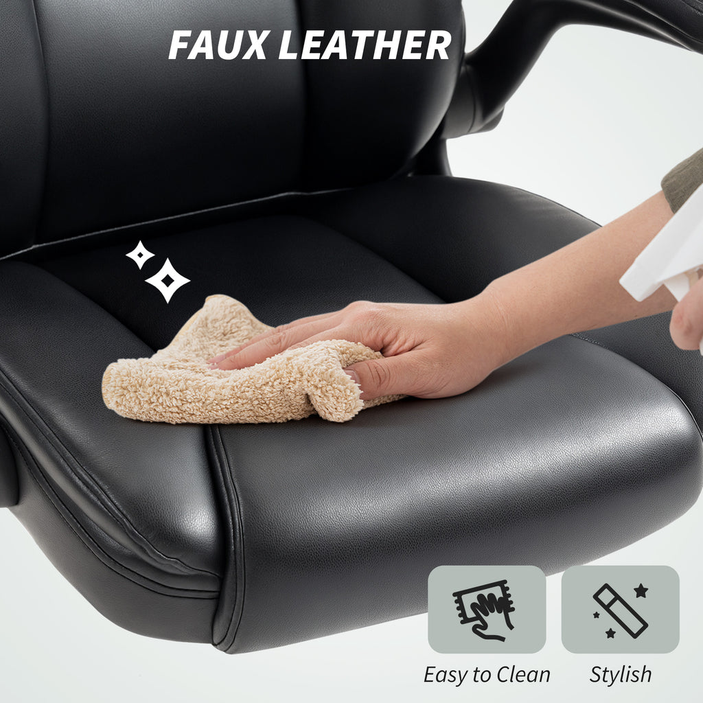 Fauteuil de bureau avec accoudoirs relevables, chaise de bureau ergonomique, hauteur réglable, fonction de bascule, noir-8