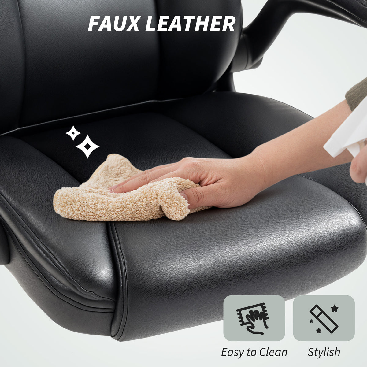 Fauteuil de bureau avec accoudoirs relevables, chaise de bureau ergonomique, hauteur réglable, fonction de bascule, noir-8
