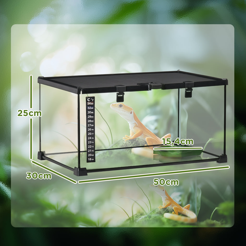 Boîte à reptiles boîte d'élevage de reptiles habitat de terrarium transparent couvercle coulissant noir-2