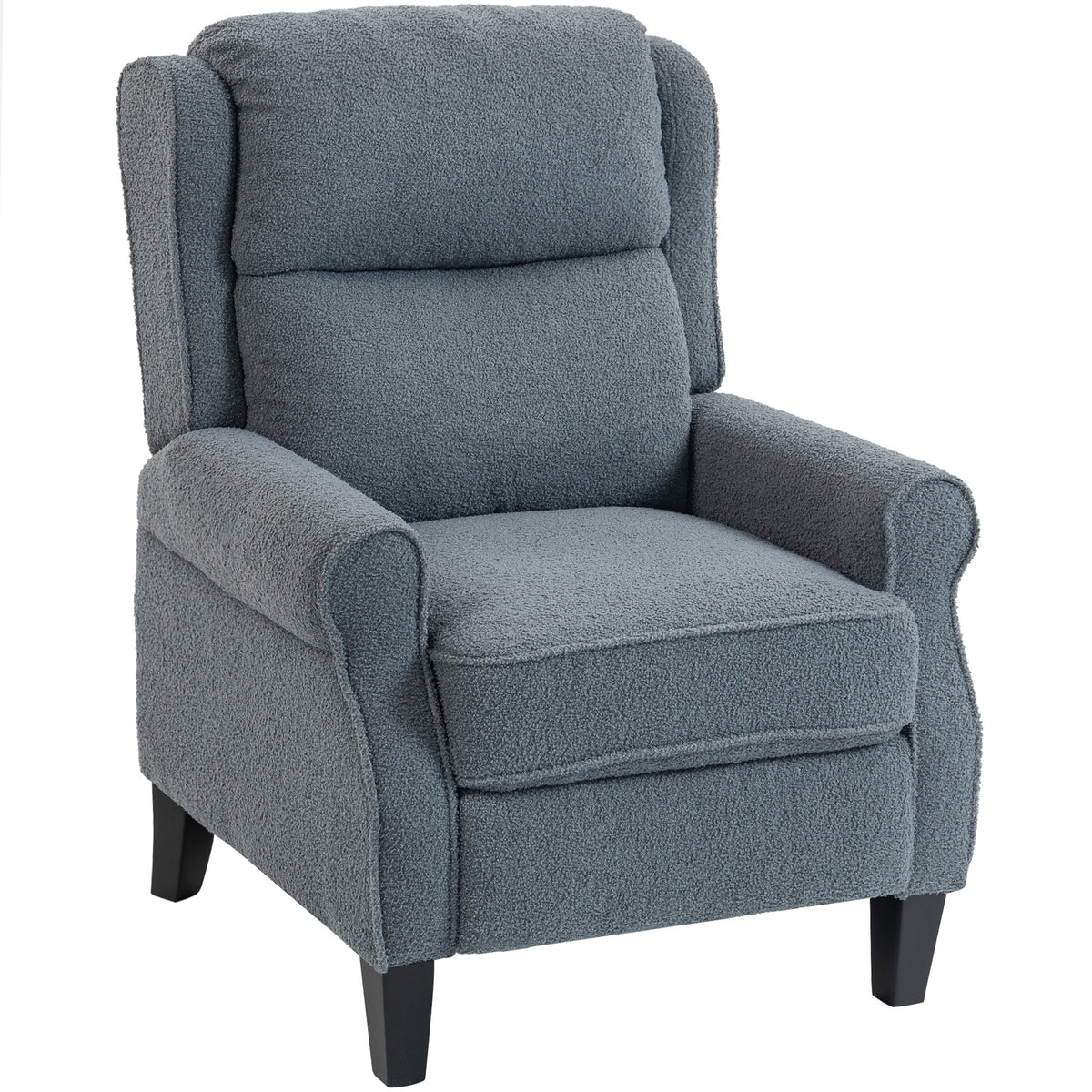 Fauteuil relax inclinable en polaire Teddy, fauteuil de relaxation avec repose-pieds extensible, assise rembourrée, gris-0